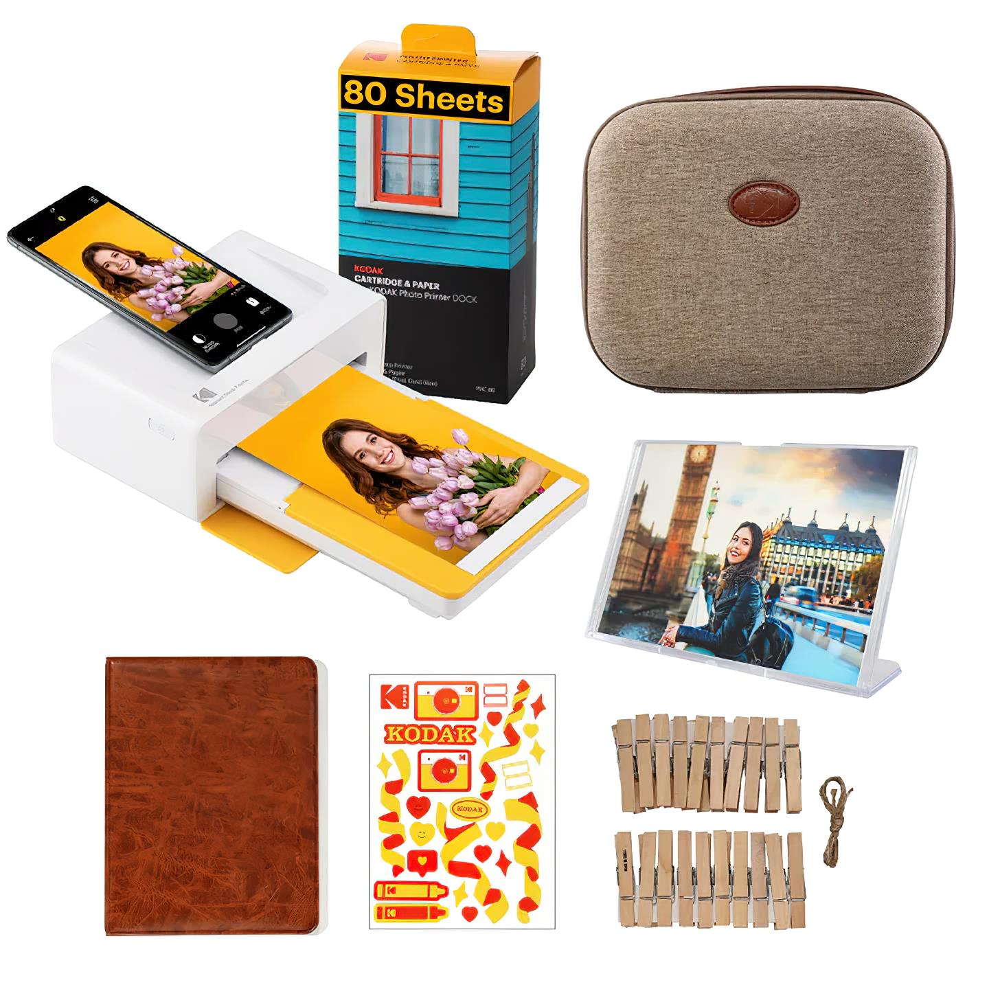 Kodak PD-460 Dock Üniteli Taşınabilir Fotoğraf Yazıcısı - Sarı - BUNDLE