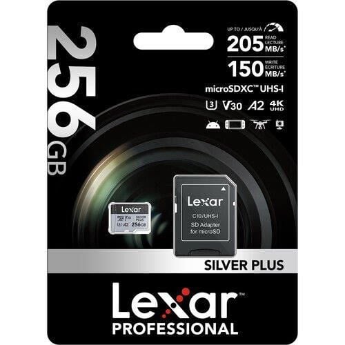 Lexar 256GB Professional Micro SD V30 Sılver Plus Hafıza Kartı
