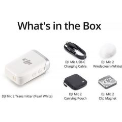 DJI Mic 2 Transmitter Dahili Mikrofonlu Kaydedici (Platinum White)
