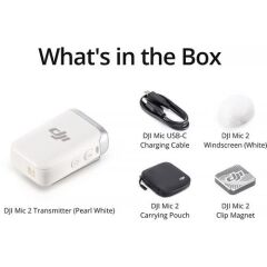 DJI Mic 2 Transmitter Dahili Mikrofonlu Kaydedici (Platinum White)
