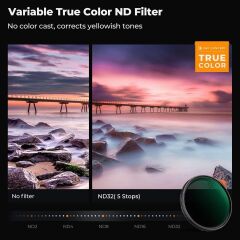 K&F Concept 55mm NANO-X ND2-32  (1-5 Stop) True Color Ultra  Değişken Filtre