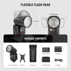 Neewer Z2PRO-F Fujifilm Uyumlu 76W Yuvarlak Kafa Akülü Tepe Flaşı