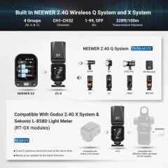 Neewer Z3R-N Nikon Uyumlu 100W Yuvarlak Kafa Akülü Tepe Flaşı