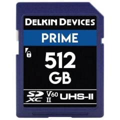 Delkin Prime 512GB SD UHS-II 1900X V60 Hafıza Kartı (Okuma:280 - Yazma:150)