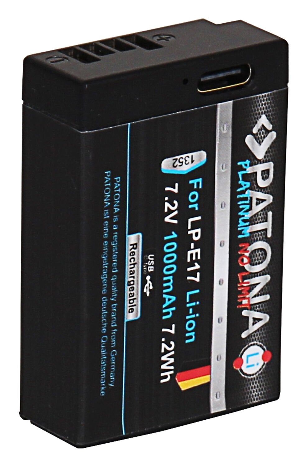 Patona 1352 Platinum Usb-C Girişli Batarya Canon LP-E17 EOS RP 77D 200D 750D 760D 8000D Kiss X8i M3 Rebel