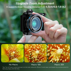 Apexel 10x-20x Ayarlanabilir Zoom Macro Lens