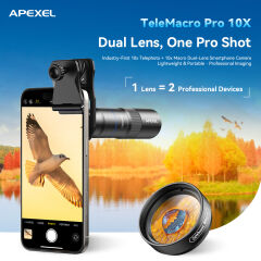 Apexel 10X Telephoto Lens&200mm Macro Lens Kit