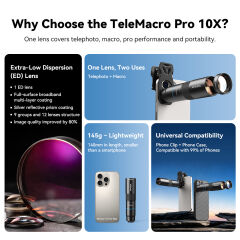 Apexel 10X Telephoto Lens&200mm Macro Lens Kit