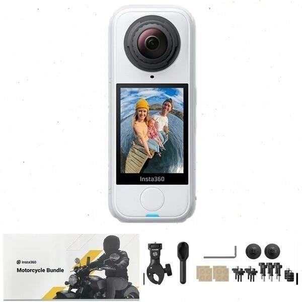 Insta360 X5 Beyaz Aksiyon Kamerası - Motosiklet Kiti