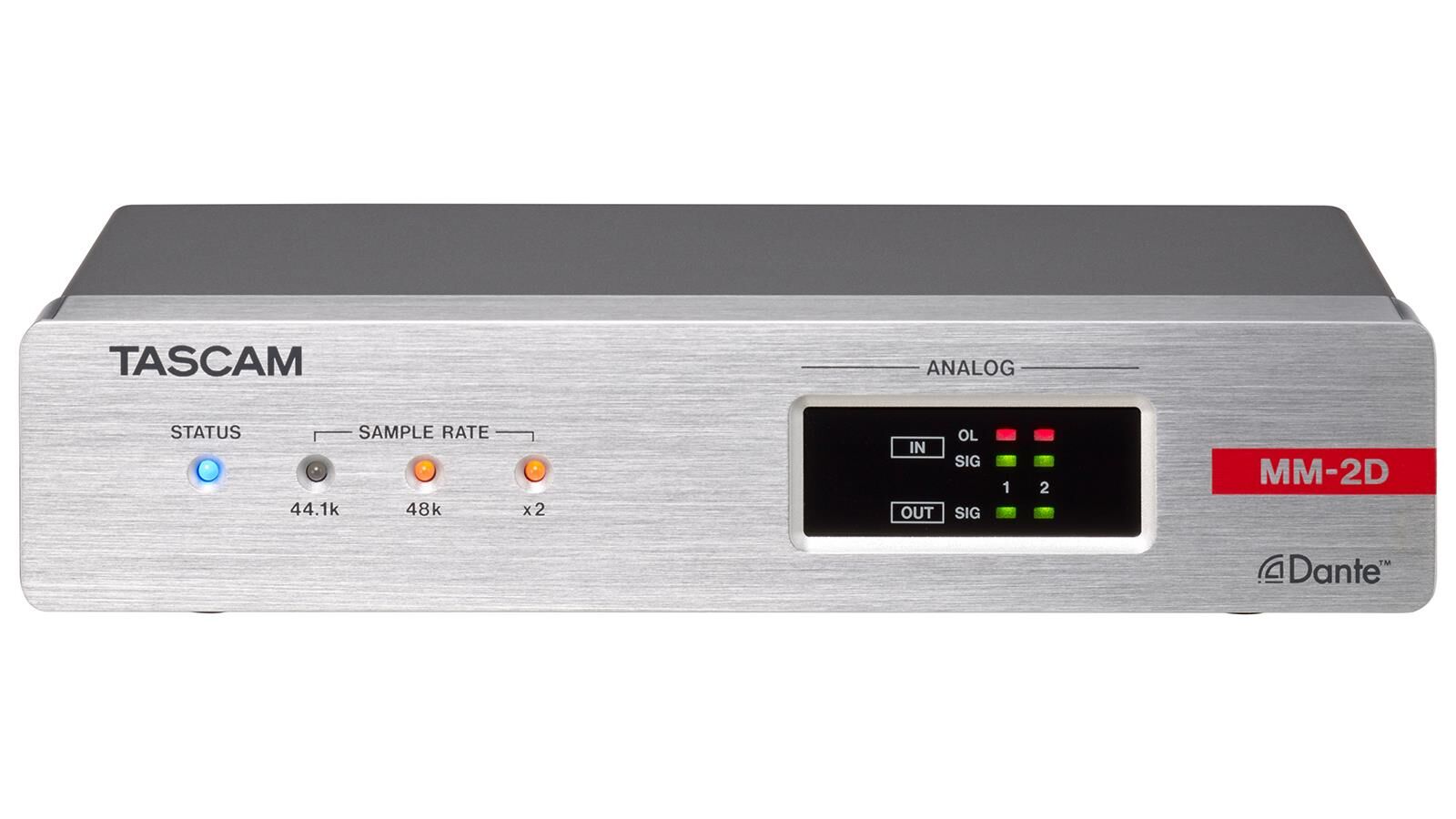 Tascam MM-2D-X Dahili DSP Mikseri ile 2 Kanallı Mikrofon/Hat Giriş/Çıkış Dante Dönüştürücü
