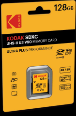 Kodak 128GB SD UHS-II U3 V90 Hafıza Kartı (280MB/s - 240MB/s)