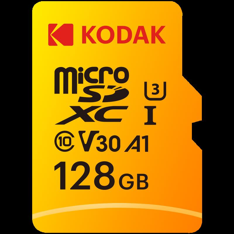 Kodak 128GB Micro SD UHS-I U3/V30/A1 Yellow Kart + Adaptör