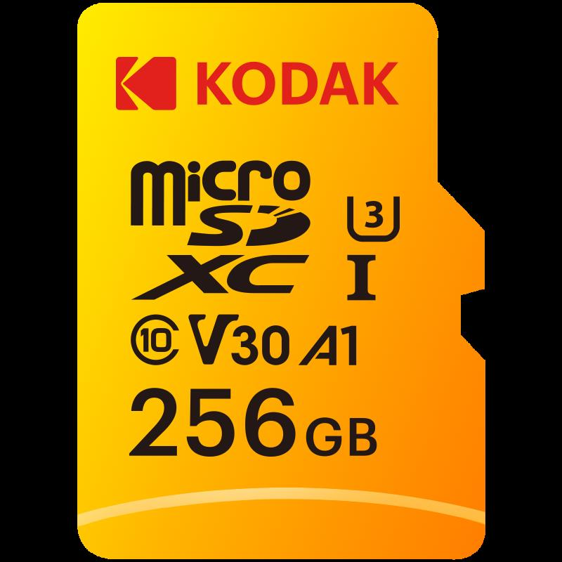 Kodak 256GB Micro SD UHS-I U3/V30/A1 Yellow Kart + Adaptör