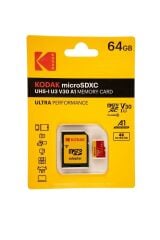 Kodak 64GB Micro SD UHS-I U3/V30/A1 Red Kart+ Adaptör
