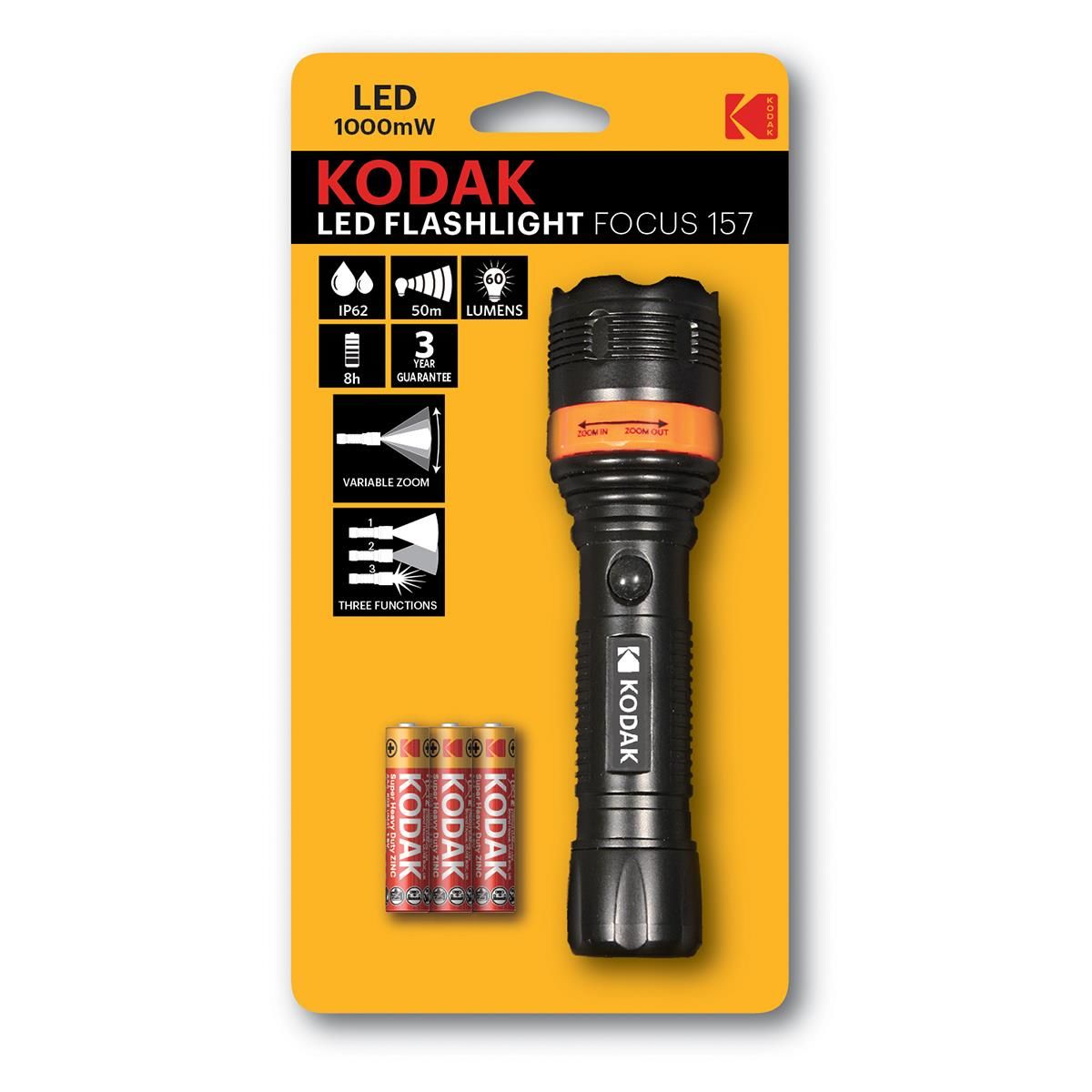 Kodak Focus 157 Led El Feneri-3 Adet Pil Hediyeli