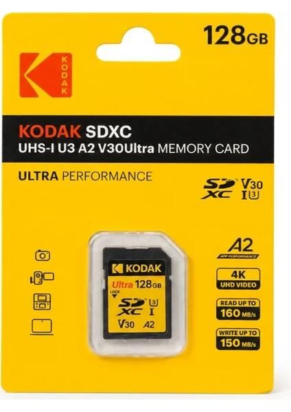 Kodak 128GB UHS-I U3 A2 V30Ultra SD Hafıza Kartı