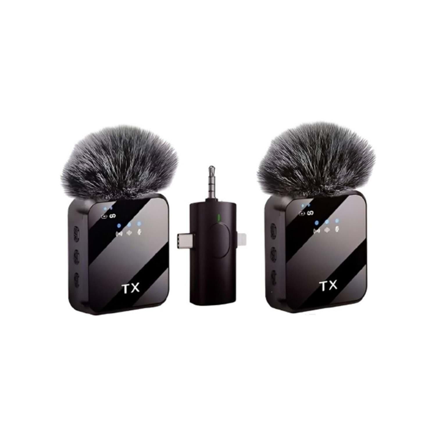 DP-M38 Wireless 3IN1 (Kablosuz Mikrofon) Type-C - Lightning -3,5mm Jak Çiftli Yaka Mikrofonu