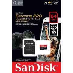 SanDisk 64GB Extreme Pro MicroSDXC Hafıza Kartı (200MB/s)
