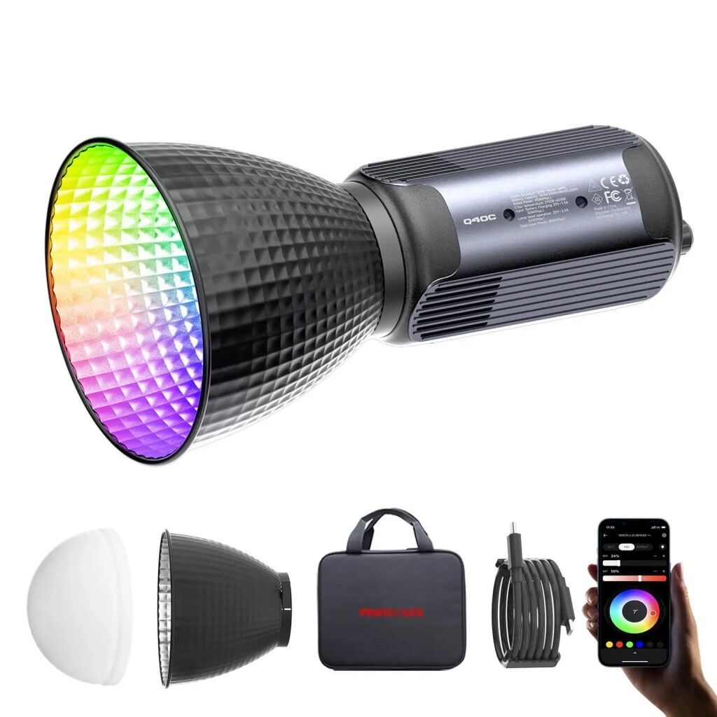 Photoolex Q40C 40W APP Kontrollü RGB Taşınabilir COB Video Işığı - LS-199PL