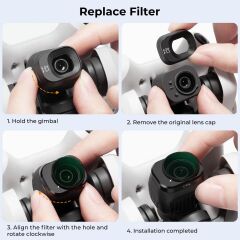 K&F DJI Mini 4 Pro ile Uyumlu CPL Filtre