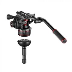 Manfrotto 612 Nitrotech Fluid Video Head and Aluminum Twin Leg Tripod with Ground Spreader (MVK612TWINGA)