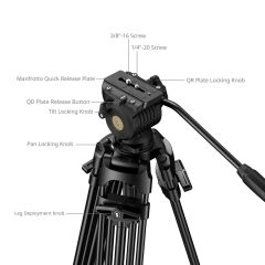 SmallRig 5442  FSD14 FreeSpeed Alüminyum Alaşımlı Video Tripod