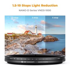 K&F 67mm Nano-D Serisi ND3-ND1000 Filtre (1.5-10 Stop)