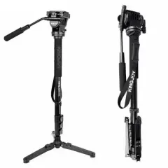 Kingjoy MP208F Monopod + VT-1510 Video Kamera Tripod Başliği + M3 360° Dönebilen Monopod Tabani
