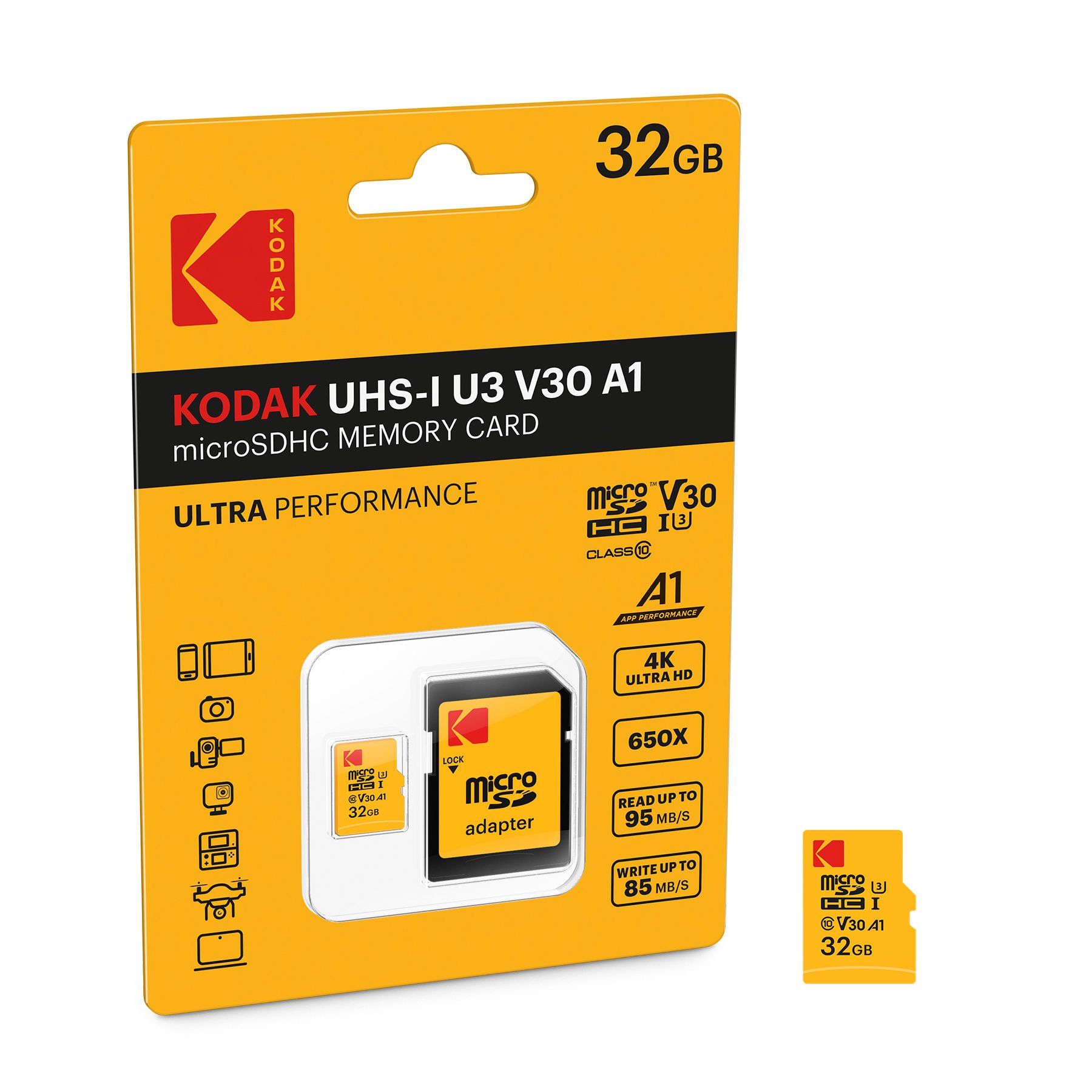 Kodak Mikro SD 32GB UHS-I U3 Ultra Performans Hafıza Kartı
