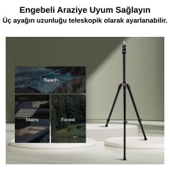 K&F Concept 200cm Alüminyum Katlanabilir Işık Tripod