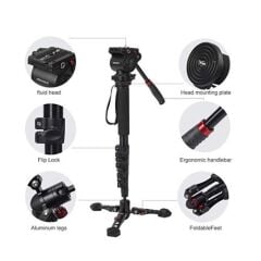 Jieyang Monopod JY0518B Mandallı Kilit sistemi Kırmızı