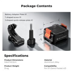 K&F Concept Osmo Pocket 4 için Şarj Soketli Stand