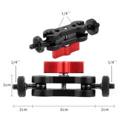 Andoer D9424R Çift Bilyalı 1/4 İnç Vidalı Bilyalı Sihilri Kol