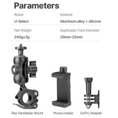 Ulanzi MP-5 Aksiyon Kamera ve Telefon Bisiklet Bağlantı Aparatı