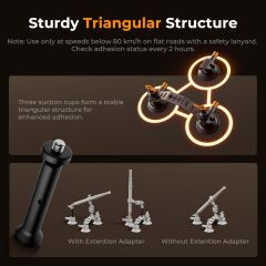 K&F Concept 3 in 1 Suction Cup Mount Kit + Extension Pole