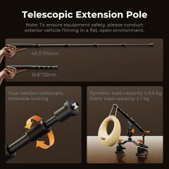 K&F Concept 3 in 1 Suction Cup Mount Kit + Extension Pole