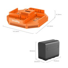 SmallRig 4834 NP-F970 4 Kanallı Kamera Pil Şarj Cihazı ve 4 Pil Takımı