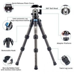 Sirui AM-223+B-00K Profesyonel Kompakt Karbon Tripod Kiti