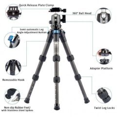 Sirui AM-223+B-00K Profesyonel Kompakt Karbon Tripod Kiti