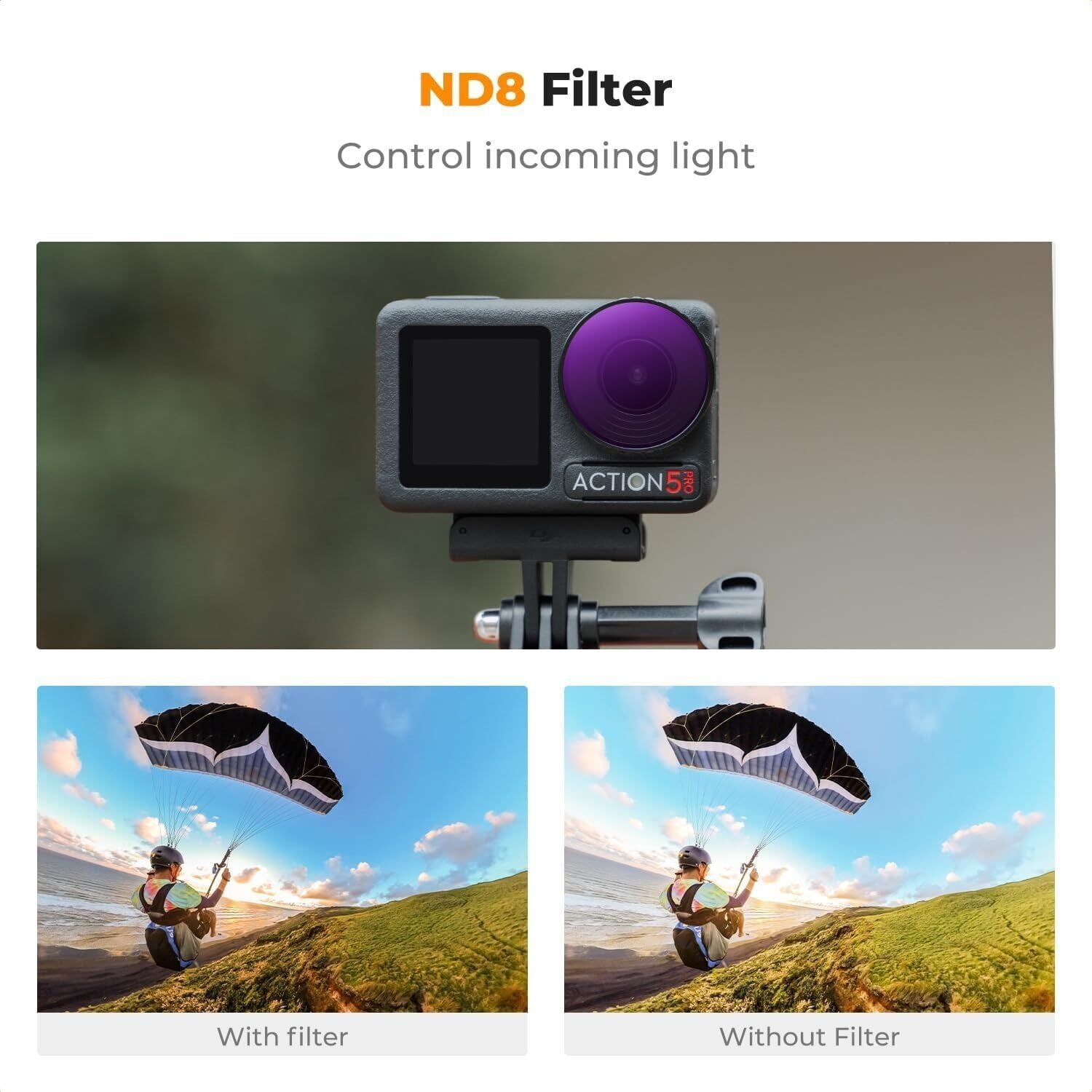 K&F Concept Osmo Action 5 Pro ND8 Filtre (Vidalı, Action 4 Uyumlu)