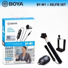 Boya BY-M1 Yaka Mikrofonu Selfie Set Hediyeli