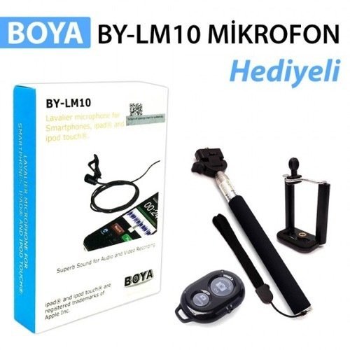 Boya BY-LM10 Telefon Yaka Mikrofonu Selfie Set Hediyeli