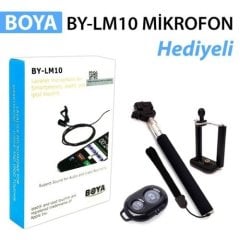 Boya BY-LM10 Telefon Yaka Mikrofonu Selfie Set Hediyeli