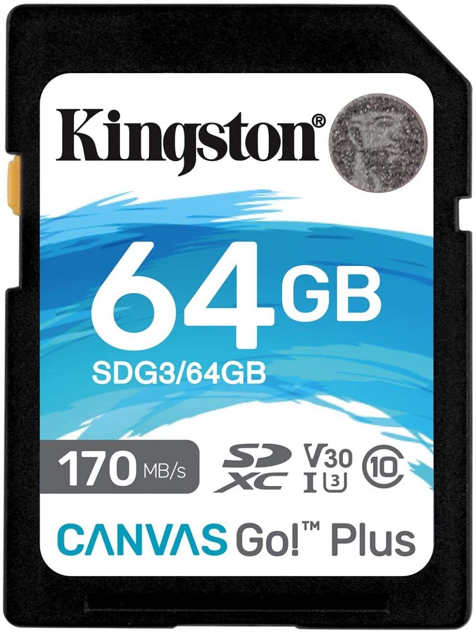 KINGSTON 64GB SDXC CANVAS GO PLUS 170R C10 UHS-I U3 V30 SD CARD SDG3/64GB