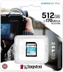 KINGSTON 512GB SDXC CANVAS GO PLUS 170R C10 UHS-I U3 V30   SD CARD SDG3/512GB