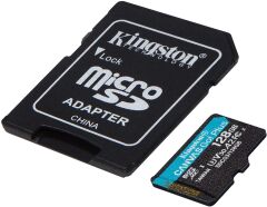 KINGSTON 128GB MICROSDXC CANVAS GO PLUS 170R A2 U3 V30 CARD + SD ADAPTER SDCG3/128GB