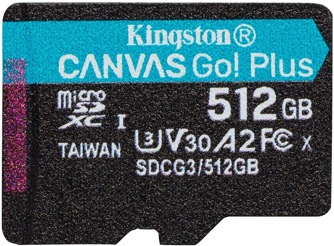 KINGSTON 512GB MICROSDXC CANVAS GO PLUS 170R A2 U3 V30  CARD + SD ADAPTER SDCG3/512GB
