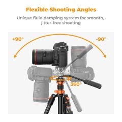 K&F Concept 200cm Alüminyum Tripod (O234A7+FH-03)