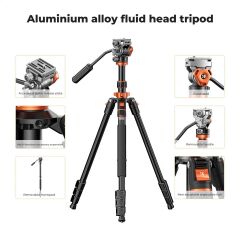 K&F Concept 200cm Alüminyum Tripod (O234A7+FH-03)