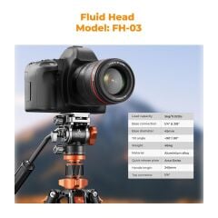 K&F Concept 200cm Alüminyum Tripod (O234A7+FH-03)